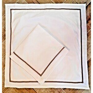 PAIR ZARA HOME Pillow Shams Euro 26" Square White Bordered 100% Cotton Portugal